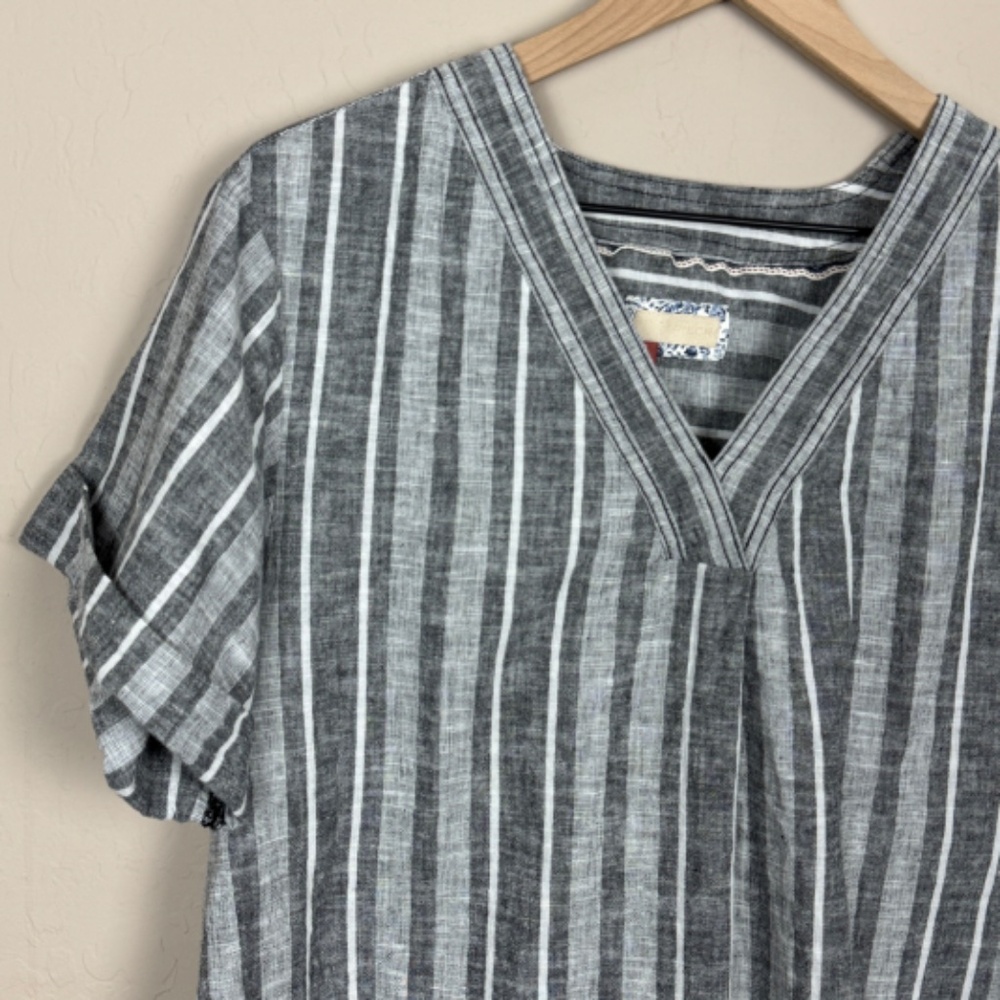 ANTHROPOLOGIE Pilcro Linen Henley Surf Shirt - Picture 6 of 15